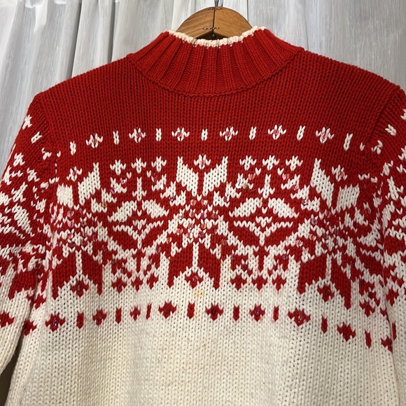 St John’s Bay 100% acrylic winter sweater! Winter white and red with sequins! - Picture 2 of 4